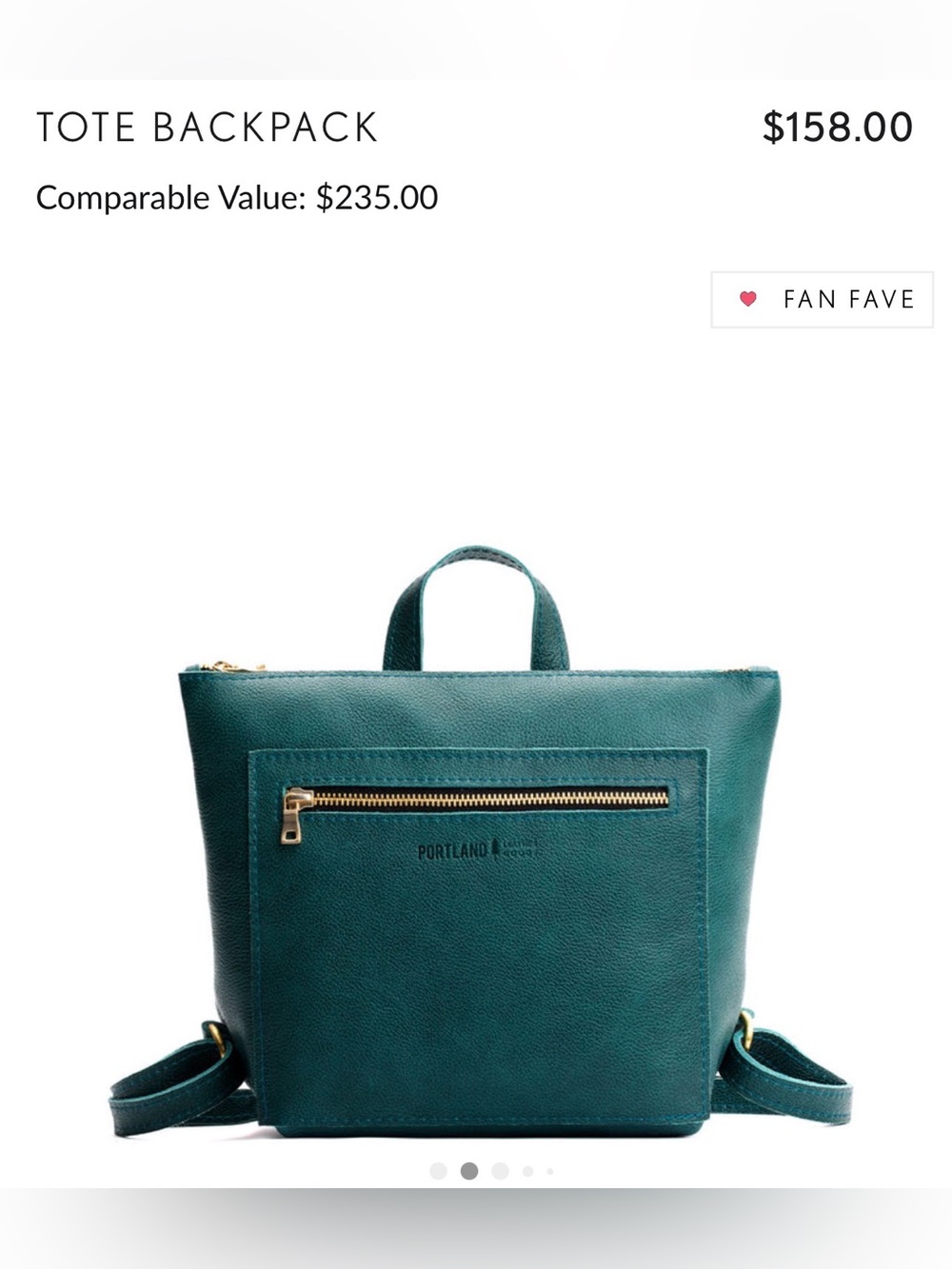 Portland Leather Sea Glass (Teal Green) Leather Mini Backpack
